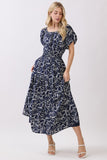 Abstract Floral Midi Dress