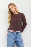 Cropped Contrast Pocket Cardigan