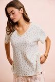 Floral Textured V-Neck Top