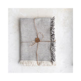 Woven Cotton Tea Towels W Stripes & Fringe