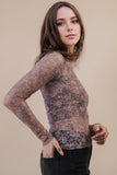 High Neck Sheer Mesh Lace Top