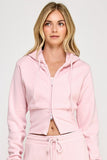 Fleece Cropped Zip-Up Hoodie