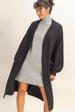Textured Open Front Long Cardigan