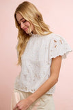 Scalloped Edge Delicate Texture Lace Blouse Top