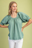 Textured Scallop Edged Blouse