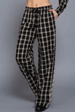 Wide Leg Plaid Woven Pants