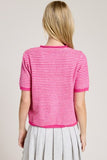 Short Sleeve Striped Cardigan