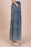 Mineral Washed Tiered Chambray Pants