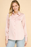 Satin Lace Striped Oversized Dress Shirt