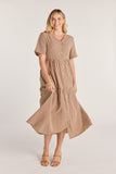 Gingham Button Front Midi Dress