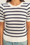 Striped Scallop Edge Knit Top