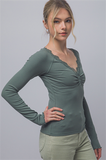 Lace Trim Henley Top