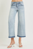 High Rise Crop Wide Geometric Cube Print Jeans