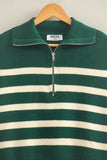 Striped Half-Zip Knit Sweater Vest