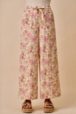 Wide Leg Cotton Floral Pants