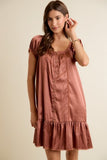Satin Short Sleeve Mini Dress