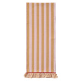 Woven Cotton Striped Table Runner W/ Ruffle & Ric Rac Trim
