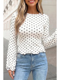 Polka Dot Lettuce Trim Top