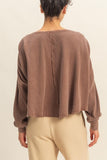 Dropped Shoulder Waffle Knit Top