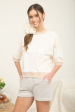 Contrast Trim Raglan Sleeve Knit Top