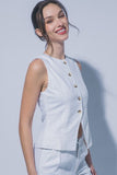 Front Slit Linen Vest
