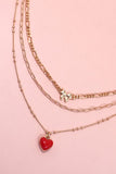 Multi Layer Butterfly Heart Charm Drop Necklace