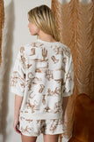 Western Print Knit Top