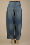Washed Denim Barrel Jeans