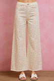 Floral And Ribbon Print Twill Pants
