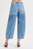 Pleated Cropped Barrel Leg Jeans