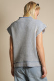 Two Tone Ribbed Knit Sweater Vest