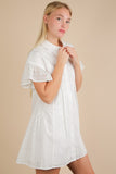 Eyelet Ruffled Mini Shirt Dress