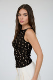 Polka Dot Mesh Knit Top