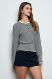 Striped Round Neck Cardigan