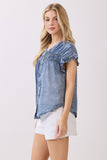Button Down Flutter Sleeve Blouse