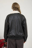 Faux Leather Shearling Collar Zip-Up Jacket
