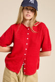Short Sleeve Button Down Cardigan Top