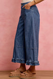 Wide Leg Ruffled Hem Jeans