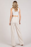Twill Button Tab Wide Leg Full Trousers