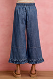Wide Leg Ruffled Hem Jeans