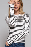 Crew Neck Striped Knit Top