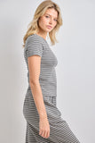 Striped Short Sleeve Knit Top