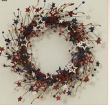 Americana Berry Wreath W/ Stars