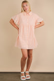 Eyelet Ruffled Mini Shirt Dress