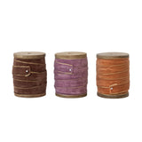 Velvet Ribbon W Metallic Edges On Wood Spool Fall Mix