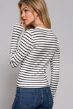 Crew Neck Striped Knit Top