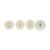 Stoneware Dish W Tree & Colored Edge Multi Color, 4 Styles