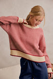 Textured Crewneck Long Sleeve Sweater Top