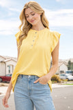 Ruffled Button Detail Top