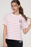 Short Slv Patch Stripe French Terry Top